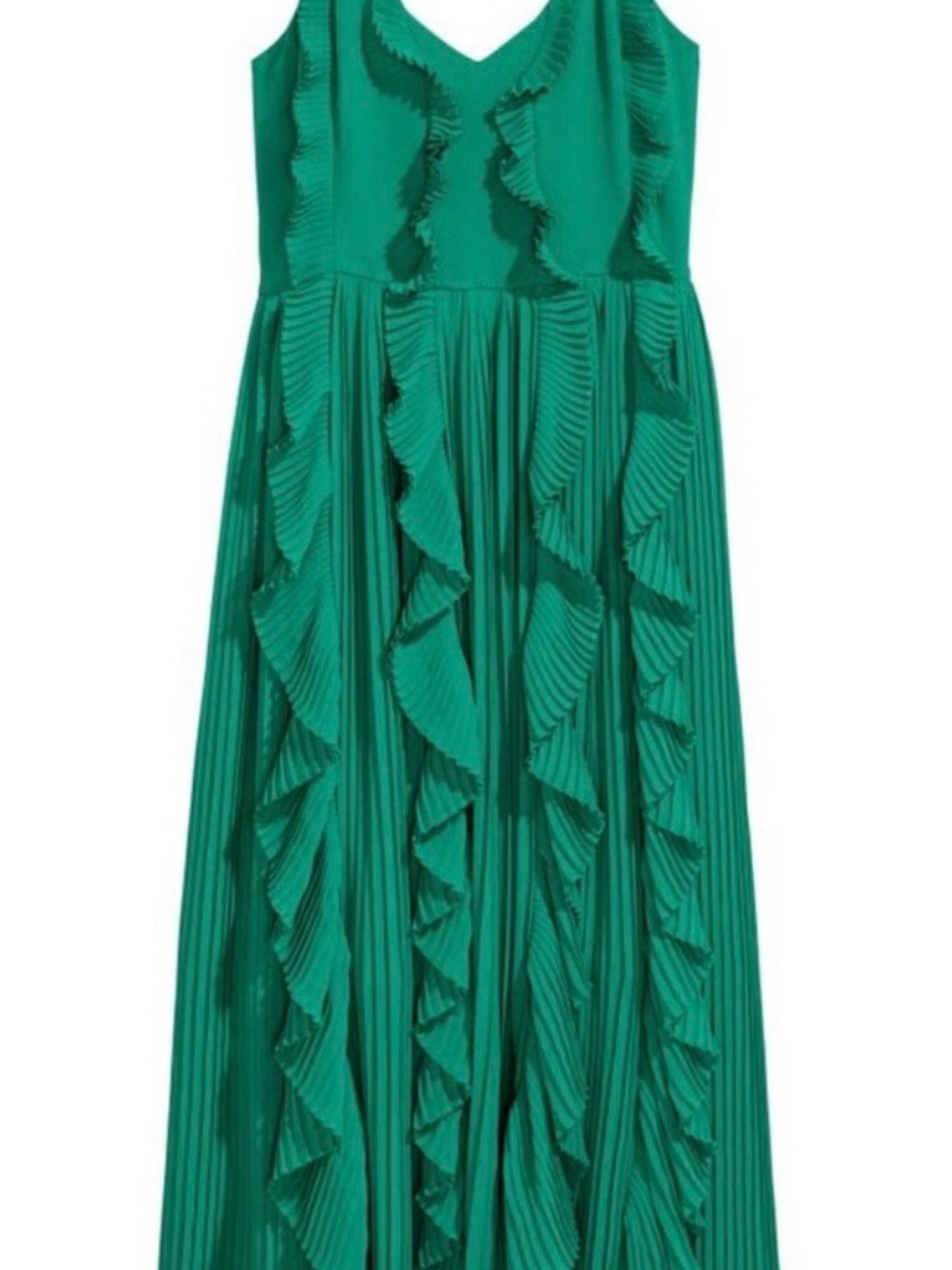 H&M Emerald Green Ruffle Midi Dress - Picture 2 of 5